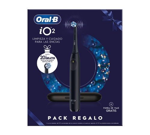 BRAUN ORAL B IO-2 Negro+ Funda de  Viaje+2 Recambios - Cepillo Eléctrico 