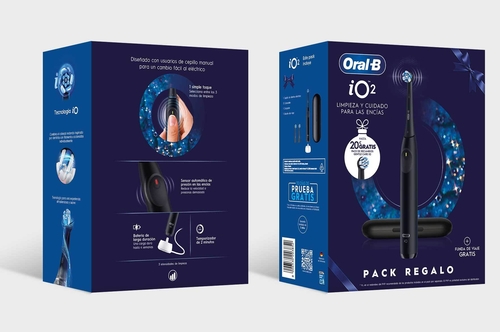 BRAUN ORAL B IO-2 Negro+ Funda de  Viaje+2 Recambios - Cepillo Eléctrico 