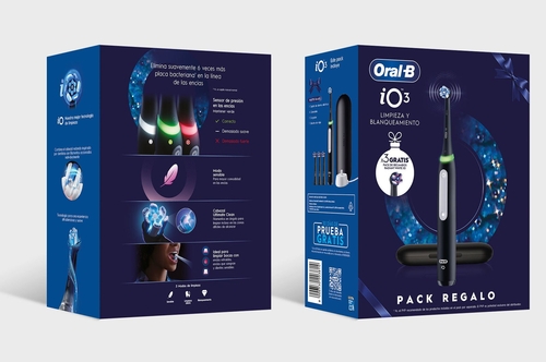 BRAUN ORAL B IO-3 Negro - Cepillo Eléctrico + Funda de  Viaje + 3 Recambios