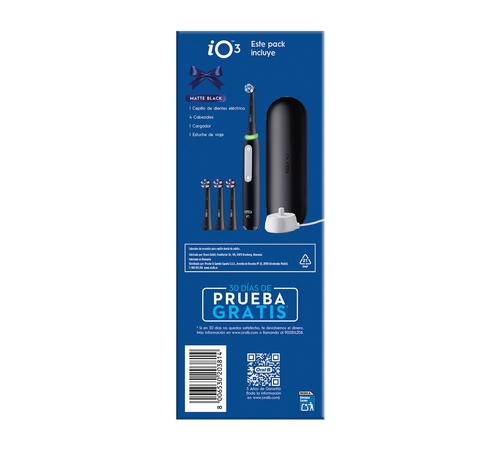 BRAUN ORAL B IO-3 Negro - Cepillo Eléctrico + Funda de  Viaje + 3 Recambios