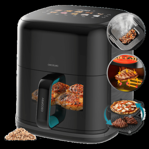 CECOTEC CECOFRY&GRILL SMOKIN'PRIME 6500 Negro - Freidora de Aire 2200W 6.5L