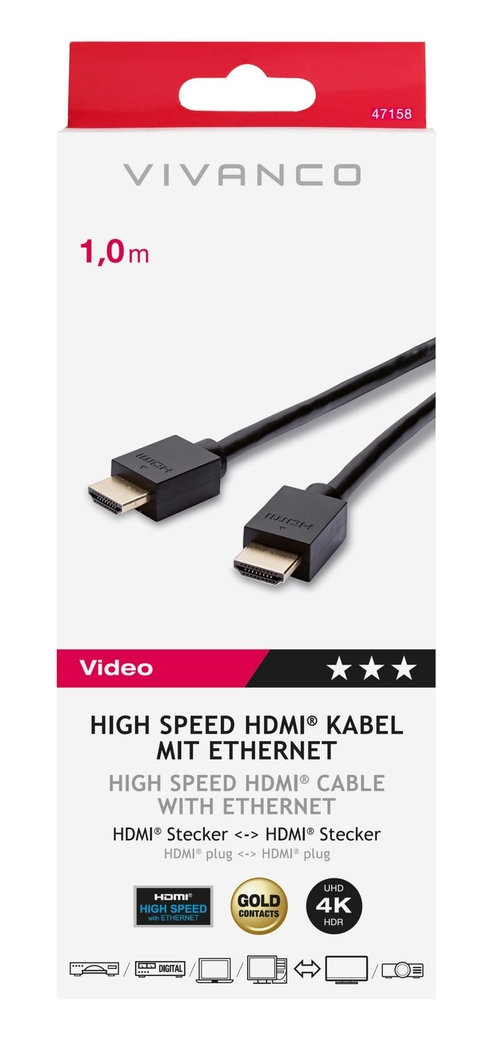 VIVANCO HDMI 47158 Negro - Cable 1m