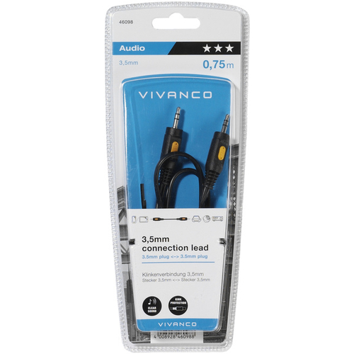 VIVANCO JACK 3.5MM 46098 Negro - Cable 0.75 m
