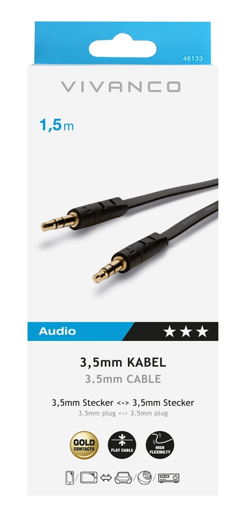 VIVANCO JACK 3.5MM 46133 Negro - Cable 1.5 m