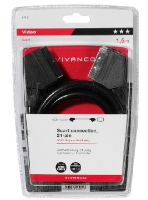 VIVANCO 47001 Negro - Cable Euroconector 1.5 m