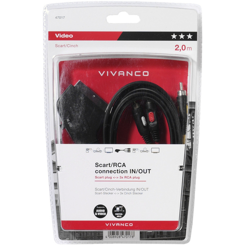 VIVANCO  Euroconector 47017 Negro - Cable Scart -Rca In/Out 2 m