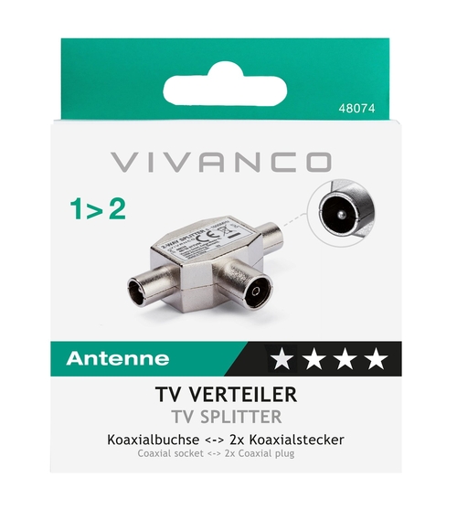 VIVANCO 2x1 48074 Plateado - Ladrón de Antena TV