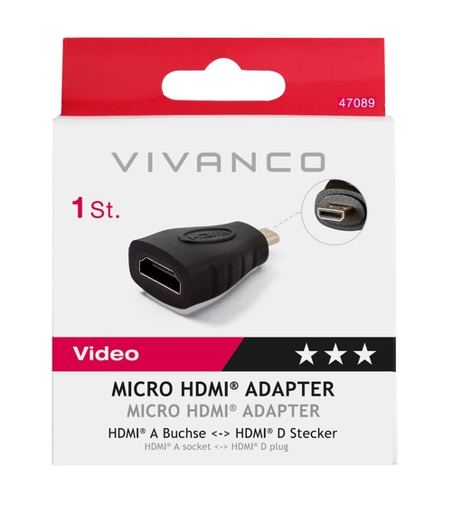 VIVANCO HDMI H-Micro HDMI M 47089 Negro - Adaptador HDMI