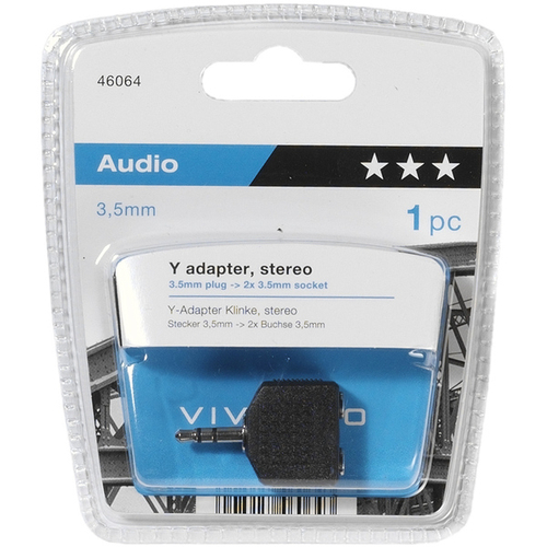 VIVANCO 46064 Negro - Adaptador  MINI JACK 3.5MM - 2H  Audio
