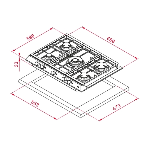 TEKA EX 70.1 5G AI AL DR CI INOX - Placa de Gas 70CM Gas Natural
