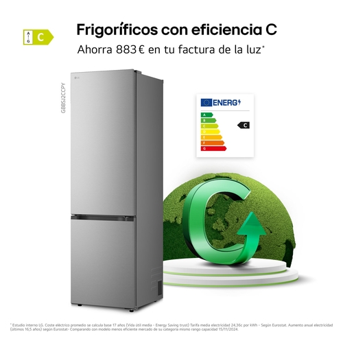 LG GBBSJ2CCPY INOX - Frigorífico Combi No Frost