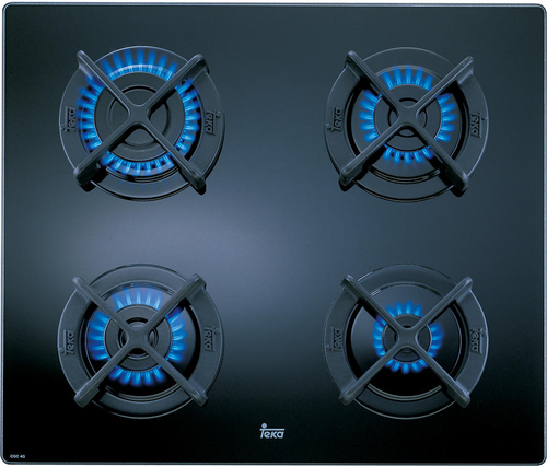 Placa de Gas TEKA CGC 4G AI AL CRISTAL NEGRO  60CM POLIVALENTE NATURAL 