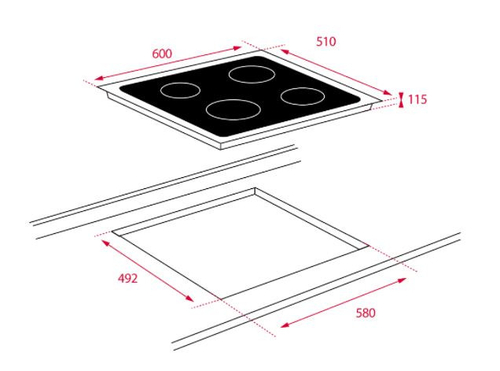 Placa de Gas TEKA POLIVALENTE CGC 4G AI CRISTAL NEGRO 60CM BUTANO 