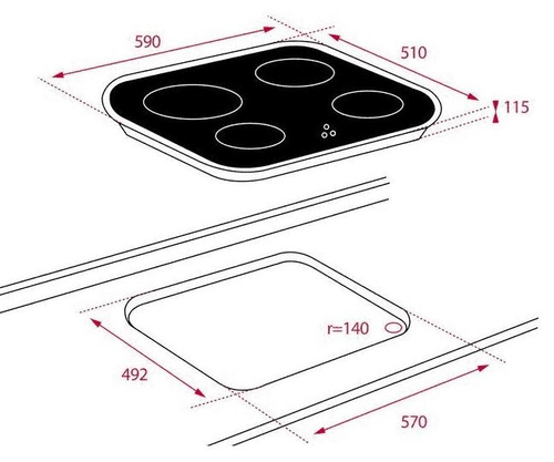 Placa de Gas TEKA CG.1 4G AI CRISTAL NEGRO  60CM POLIVALENTE NATURAL 