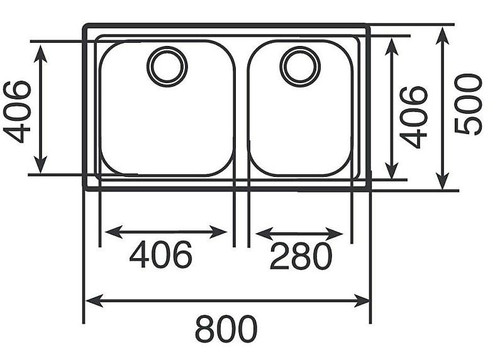 Teka CLASSIC 2C 80 - Fregadero 2 Senos 80CM