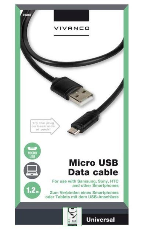 Micro Cable USB 2.0 Vivanco DCVVMCUSB12BK 36251 1.2M Negro