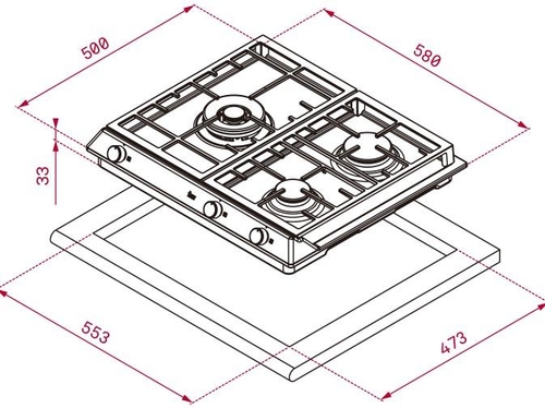 Placa de Gas TEKA EX 60.1 3G AI AL DR CI INOX  60CM NATURAL 