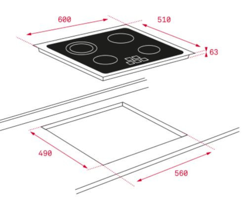 Vitrocerámica Eléctrica TEKA TB-6310 CRISTAL NEGRO  60CM 