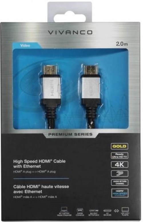 Cable Premium Vivanco Pre HDHD20 HDMI 2M 4K Ethernet