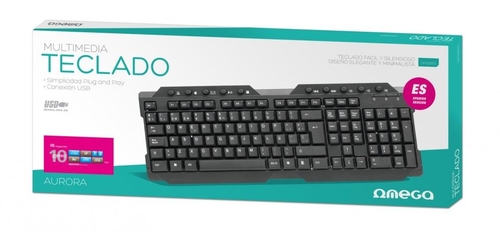 Teclado OMEGA AURORA OK026ES  Negro Con cable