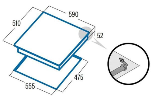 Placa de Gas CATA CIB 6021 BK Negro  60cm Natural y Butano 
