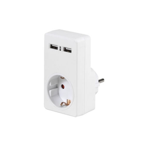 Adaptador Vivanco A 1W2USB USBx2 2.1A Schuko Blanco  