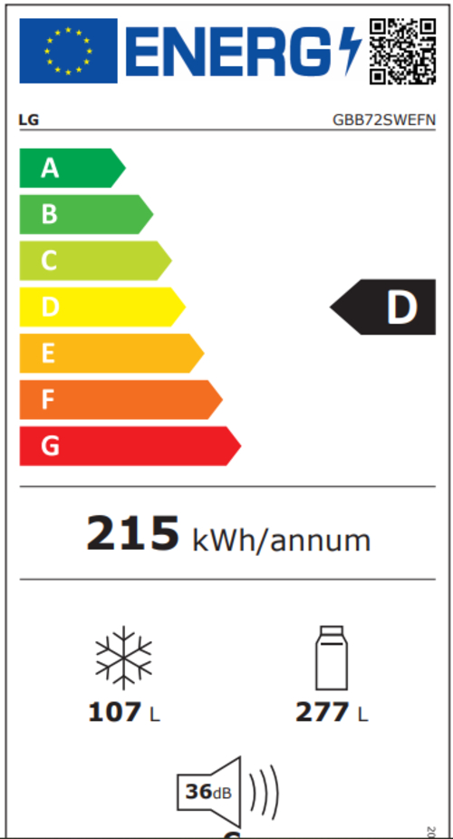 Frigorífico Combi LG GBB72SWEFN BLANCO