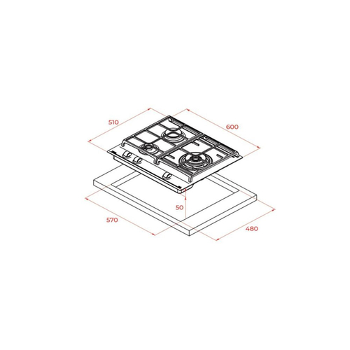 Placa de Gas TEKA GZC 63310 XBB CRISTAL NEGRO  60CM BUTANO 