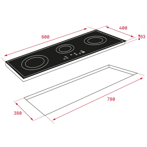 Vitrocerámica Eléctrica TEKA TRC 83631 CRISTAL NEGRO  80CM 