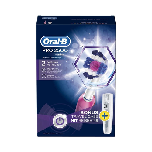 Cepillo Eléctrico BRAUN ORAL B PRO-2500 Rosa Batería