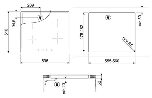Vitrocerámica de Inducción Smeg SI764POM 4 Fuegos
