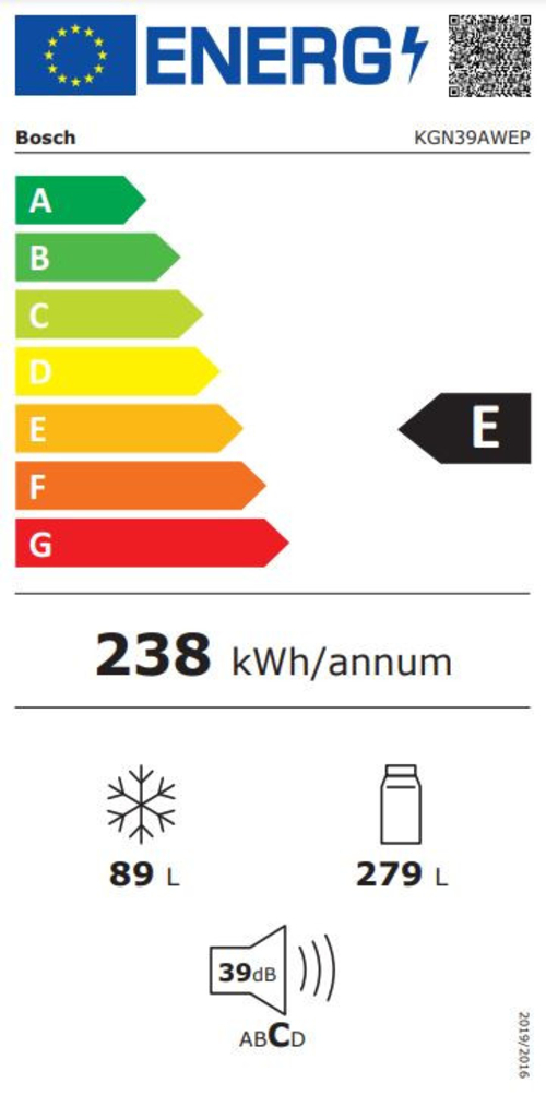 Frigorífico Combi BOSCH KGN39AWEP Blanco