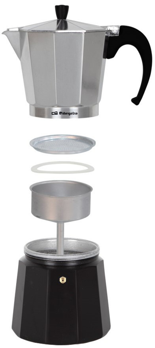 Cafetera de Aluminio ORBEGOZO KFM-330 INOX-Negro 3 Tazas