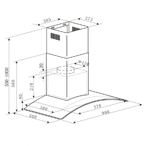 Campana Decorativa ORBEGOZO DS 61190 IN Inox 90CM