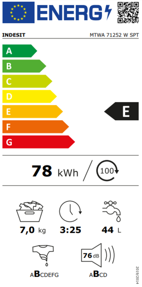 Lavadora Carga Frontal INDESIT MTWA 71252 W SPT  BLANCO 7KG 1200RPM