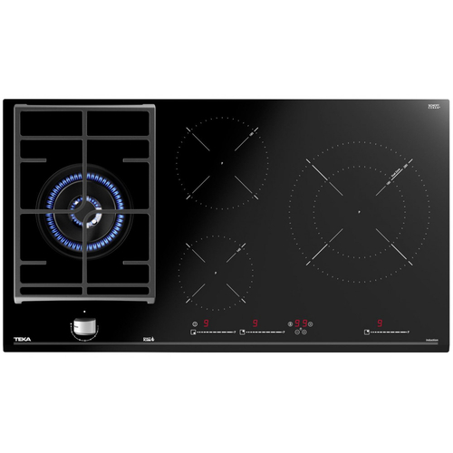 Placa Mixta TEKA JZC 94313 ABN Cristal Negro  90cm Inducción + Gas natural 