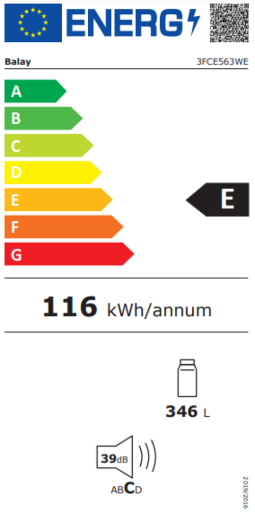 Nevera Una Puerta BALAY 3FCE563WE Blanco Cíclico