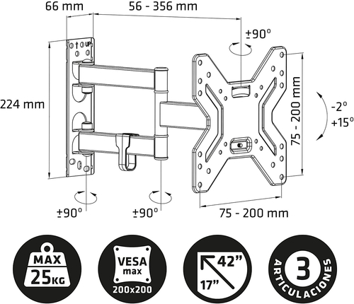 Soporte TV ENGEL AC-0591-E Articulado Negro 17"-42"
