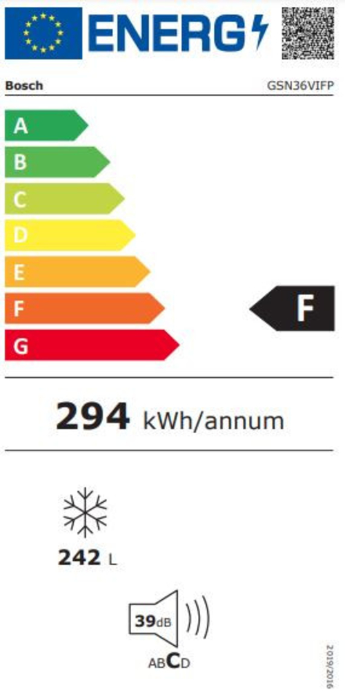 Congelador Vertical BOSCH GSN36VIFP INOX No Frost
