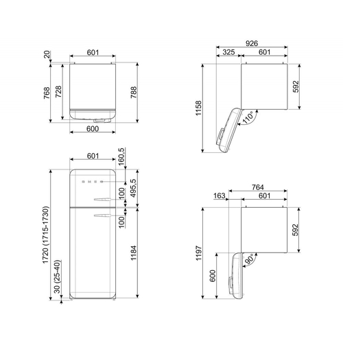Frigorífico Dos Puertas SMEG FAB30RPG5 D VERDE AGUA Cíclico