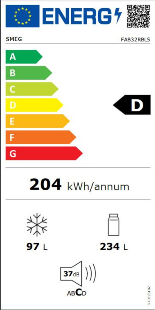 Frigorífico Combi SMEG FAB32RBL5 NEGRO 