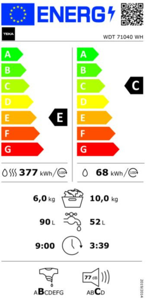 Lavadora Secadora TEKA WDT71040WH BLANCO  10KG 6KG 1400RPM 