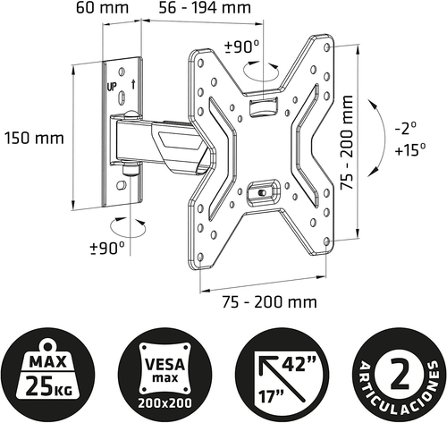 Soporte TV ENGEL AC0590E Negro 17"- 42"