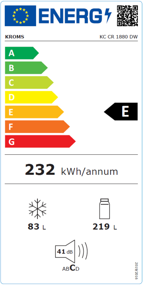 Frigorífico Combi KROMSLINE KC-CR1880-DW BLANCO