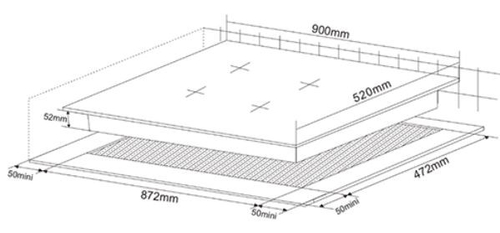 Vitrocerámica de Inducción KROMSLINE KVI-5F-900BK Negro 90CM