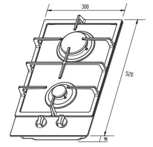 Placa de Gas Modular KROMSLINE KPG-2F-HNE Negro 30CM