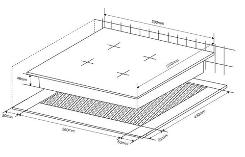 Vitrocerámica Eléctrica KROMSLINE KV-4F-RA-TC Negro 60CM