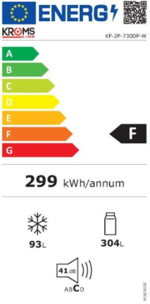 Frigorífico Dos Puertas KROMSLINE  KF-2P-730DP-W BLANCO No Frost 