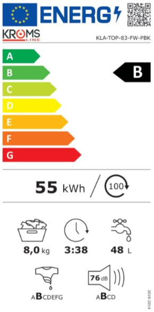 Lavadora Carga Frontal KROMSLINE KLA-TOP-83-FW-PBK Blanco 8KG 1400RPM