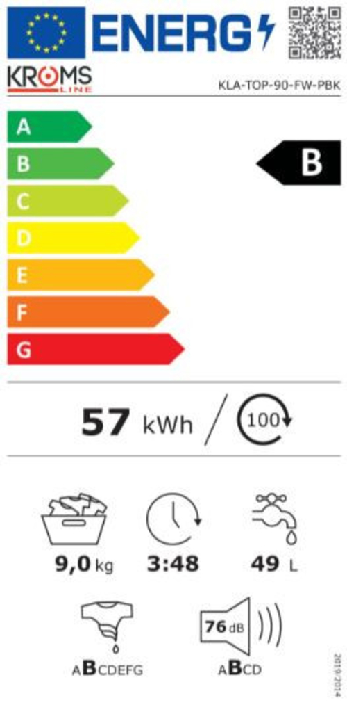 Lavadora Carga Frontal KROMSLINE KLA-TOP-90-FW-PBK Blanco 9KG 1400RPM